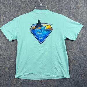 Guy Harvey Women’s T Shirt Mint Green Swordfish Fishing Size Large 394